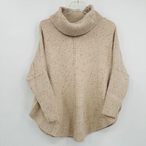 LOFT Size Small Cream Speckled Dolman Sleeve Cowl Neck Oversized Sweater